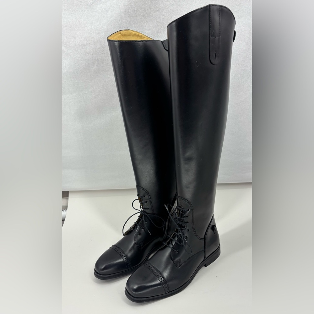 Tuffrider Black Leather Laces Tall Riding Boot Women’s 8 Equestrian Horse